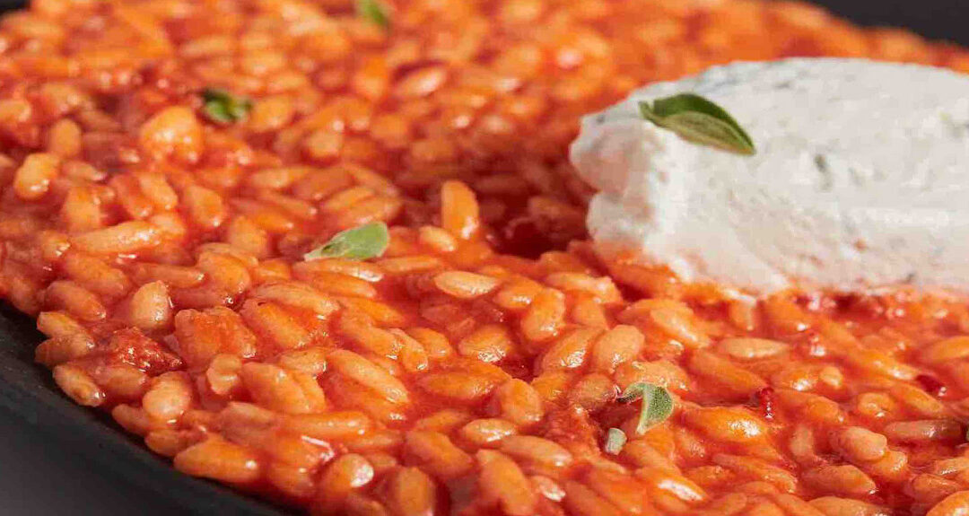 Nduja risotto with quenelle of ricotta and maggiorana